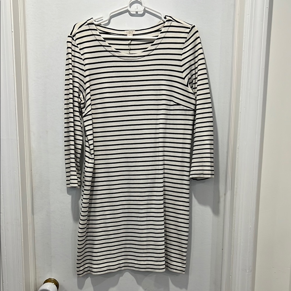 J. Crew Striped Black and White Dress with 3/4 sleeves Women’s Small